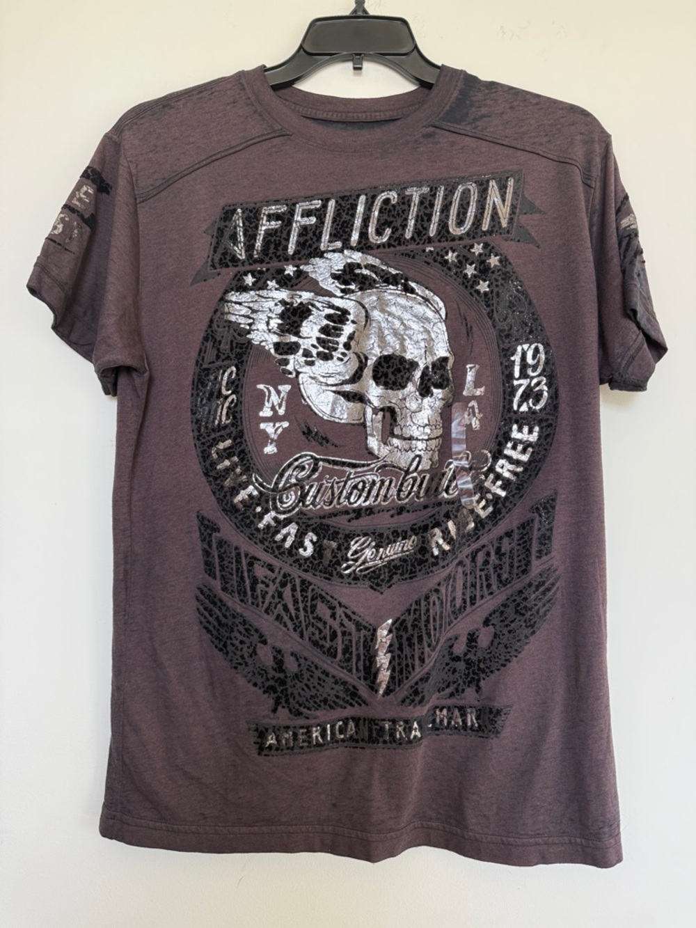 Affliction Brown Short-Sleeve Graphic Skull Tee
